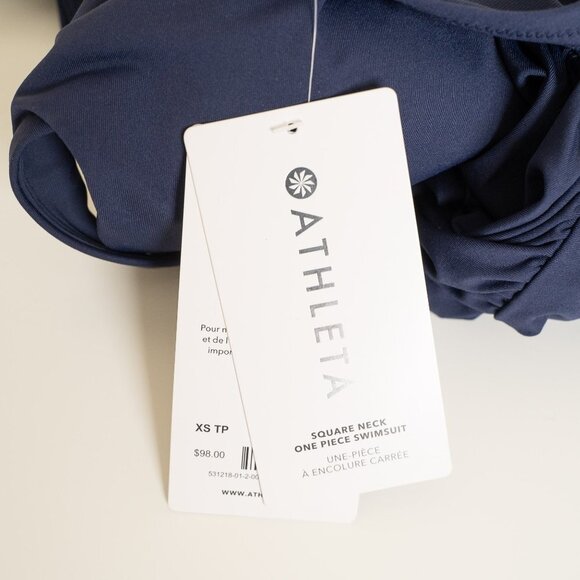 🚨 Athleta Square Neck One Piece Swimsuit Navy Blue - Picture 10 of 11